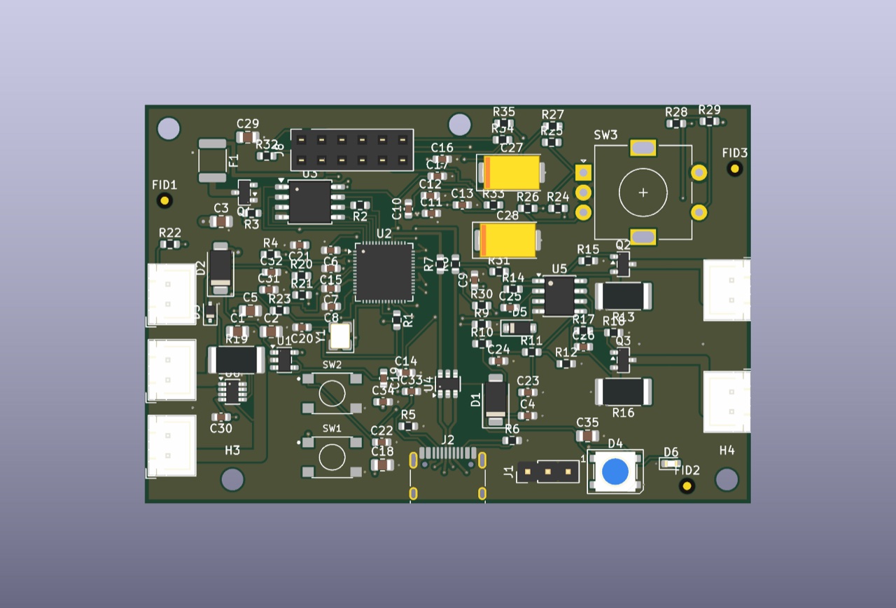 Top render of the WiggleCam controller 4-layer PCB
